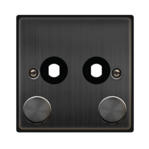 CLICK VPBZ152PL DECO MATT BRONZE 2 GANG DIMMER PLATE WITH KNOB