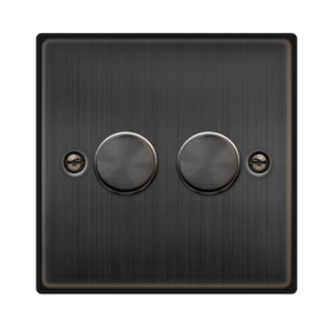 CLICK VPBZ162 DECO MATT BRONZE 2 GANG 2 WAY 100W LED DIMMER SWITCH