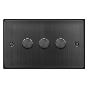 CLICK VPBZ163 DECO MATT BRONZE 3 GANG 2 WAY 100W LED DIMMER SWITCH