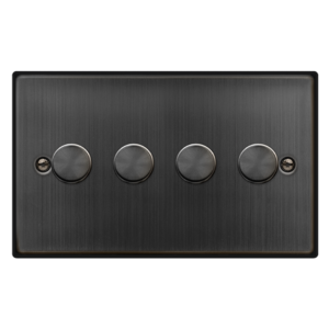 CLICK VPBZ164 DECO MATT BRONZE 4 GANG 2 WAY 100W LED DIMMER SWITCH