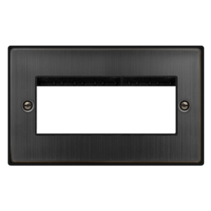 CLICK VPBZ312 NEW MEDIA MATT BRONZE 2 GANG 4 APERTURE DECO UNFURNISHED PLATE