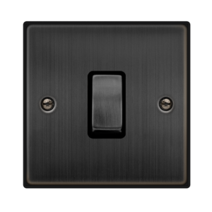 CLICK VPBZ411BK DECO MATT BRONZE INGOT 1 GANG 10AX 2 WAY PLATE SWITCH BLACK INSERT