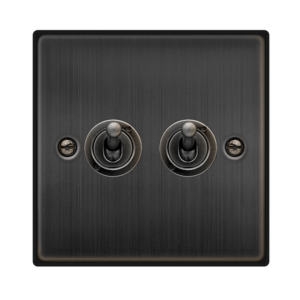 CLICK VPBZ422 DECO MATT BRONZE 2 GANG 10AX 2 WAY DOLLY TOGGLE SWITCH