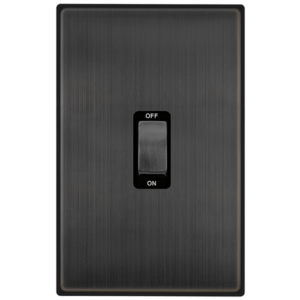 CLICK VPBZ502BK DECO MATT BRONZE INGOT 2 GANG DOUBLE PLATE 45A 2 POLE SWITCH BLACK INSERT