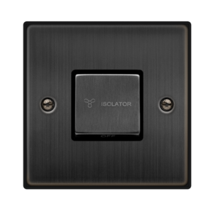 CLICK VPBZ520BK DECO MATT BRONZE 10A 3 POLE FAN ISOLATOR SWITCH BLACK INSERT