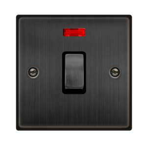 CLICK VPBZ723BK DECO MATT BRONZE INGOT 20A 2 POLE NEON SWITCH BLACK INSERT