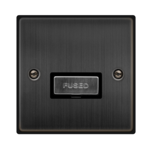 CLICK VPBZ750BK DECO MATT BRONZE INGOT 13A FUSED CONNECTION UNIT BLACK INSERT