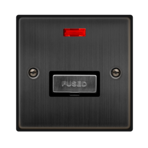 CLICK VPBZ753BK DECO MATT BRONZE INGOT 13A NEON FUSED CONNECTION UNIT BLACK INSERT