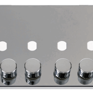 CLICK VPCH154PL DECO POLISHED CHROME 4 GANG DIMMER PLATE WITH KNOB