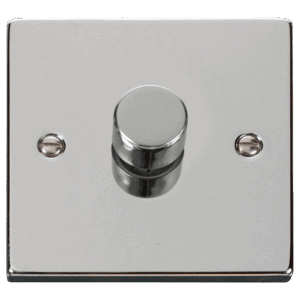 CLICK VPCH161 DECO POLISHED CHROME 1 GANG 2 WAY 100W LED DIMMER SWITCH