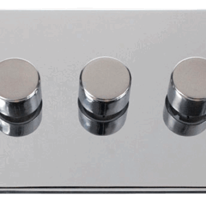 CLICK VPCH163 DECO POLISHED CHROME 3 GANG 2 WAY 100W LED DIMMER SWITCH