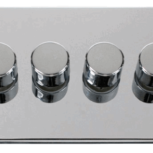 CLICK VPCH164 DECO POLISHED CHROME 4 GANG 2 WAY 100W LED DIMMER SWITCH