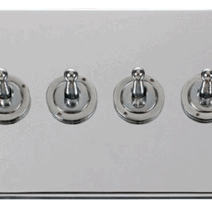 CLICK VPCH424 DECO POLISHED CHROME 4 GANG 10AX 2 WAY DOLLY TOGGLE SWITCH