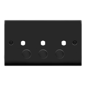 CLICK VPMB153PL DECO MATT BLACK 3 GANG DIMMER PLATE WITH KNOB