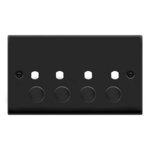 CLICK VPMB154PL DECO MATT BLACK 4 GANG DIMMER PLATE WITH KNOB
