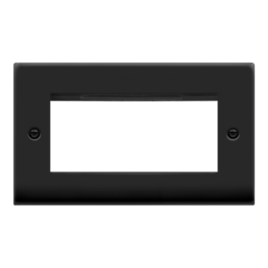 CLICK VPMB312 NEW MEDIA MATT BLACK 2 GANG 4 APERTURE DECO UNFURNISHED PLATE