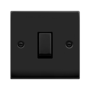 CLICK VPMB411BK DECO MATT BLACK INGOT 1 GANG 10AX 2 WAY PLATE SWITCH BLACK INSERT