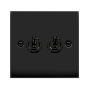 CLICK VPMB422 DECO MATT BLACK 2 GANG 10AX 2 WAY DOLLY TOGGLE SWITCH