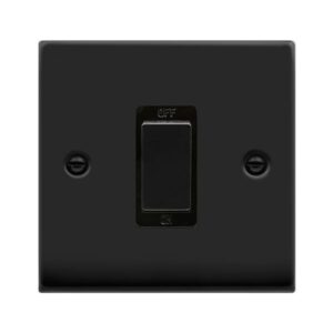 CLICK VPMB500BK DECO MATT CHROME INGOT 1 GANG SINGLE PLATE 45A 2 POLE SWITCH BLACK INSERT