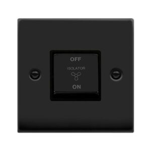 CLICK VPMB520BK DECO MATT BLACK 10A 3 POLE FAN ISOLATOR SWITCH BLACK INSERT