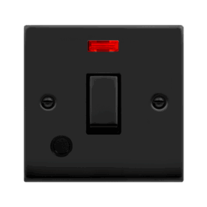 CLICK VPMB523BK DECO MATT CHROME INGOT 20A 2 POLE FLEX OUTLET NEON SWITCH BLACK INSERT