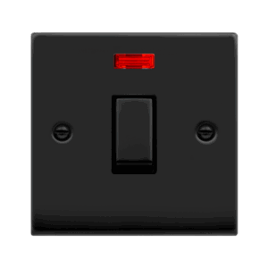 CLICK VPMB723BK DECO MATT BLACK INGOT 20A 2 POLE NEON SWITCH BLACK INSERT