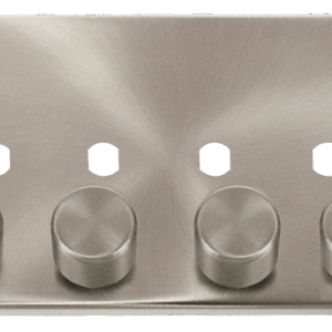 CLICK VPSC154PL DECO SATIN CHROME 4 GANG DIMMER PLATE WITH KNOB