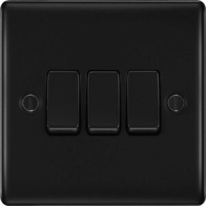 BG NEXUS NFB43 3 GANG 2 WAY SWITCH MATT BLACK