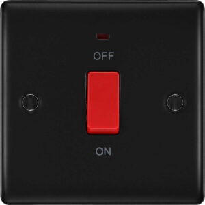 BG NEXUS NFB74 45 AMP DOUBLE POLE SWITCH (SINGLE PLATE) MATT BLACK