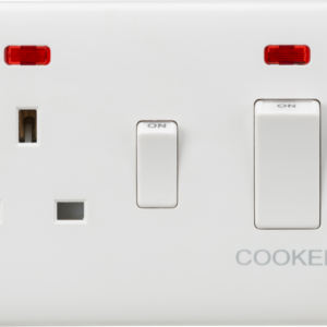 KNIGHTSBRIDGE CURVED CU8333NW 45AMP DP COOKER SWITCH & 13AMP SWITCHED SOCKET WITH NEON