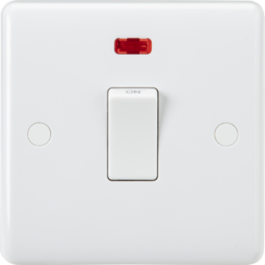 KNIGHTSBRIDGE CURVED CU8341NF 20AMP DOUBLE POLE SWITCH WITH NEON + FLEX OUTLET