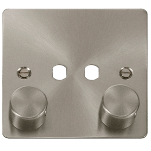 CLICK FPBS152PL DEFINE BRUSHED STEEL 2 GANG DIMMER PLATE AND KNOB