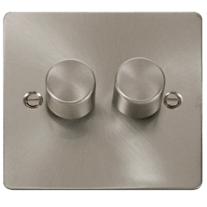 CLICK FPBS162 DEFINE BRUSHED STEEL 2 GANG 100W 2 WAY DIMMER SWITCH