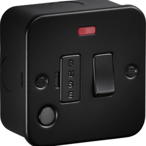 KNIGHTSBRIDGE M6300NFTB 13AMP SWITCHED FUSED SPUR WITH NEON + FLEX OUTLET TEXTURED SAND BLACK