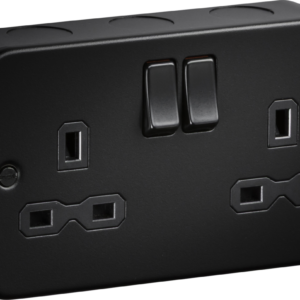 KNIGHTSBRIDGE MR9000TB 2 GANG 13AMP DP SWITCH SOCKET TEXTURED SAND BLACK