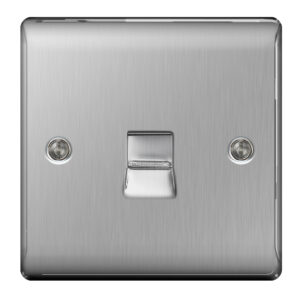 BG NEXUS NBSBTS1 1 GANG SLAVE TELEPHONE SOCKET BRUSHED STEEL