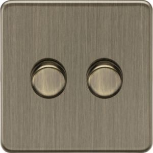 KNIGHTSBRIDGE SF2192AB SCREWLESS FLATPLATE 2 GANG 2 WAY 10-200W LED DIMMER SWITCH