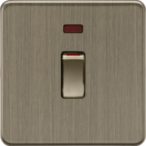 KNIGHTSBRIDGE SF81MNAB SCREWLESS FLATPLATE 1 GANG 45AMP DOUBLE POLE SWITCH WITH NEON