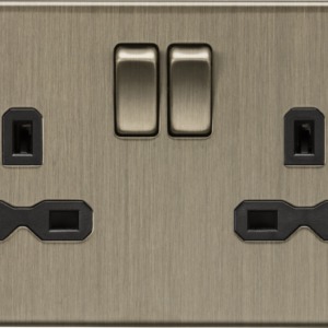 KNIGHTSBRIDGE SFR9000AB SCREWLESS FLATPLATE 2 GANG SWITCHED SOCKET