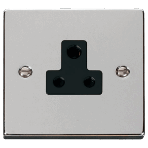 CLICK VPCH038BK DECO POLISHED CHROME 5A ROUND PIN SOCKET BLACK INSERT