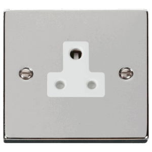 CLICK VPCH038WH DECO POLISHED CHROME 5A ROUND PIN SOCKET WHITE INSERT