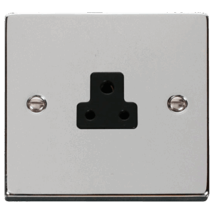 CLICK VPCH039BK DECO POLISHED CHROME 2A ROUND PIN SOCKET BLACK INSERT