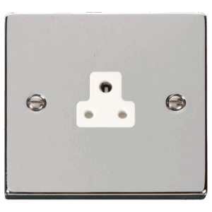 CLICK VPCH039WH DECO POLISHED CHROME 2A ROUND PIN SOCKET WHITE INSERT
