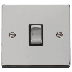 CLICK VPCH722BK DECO POLISHED CHROME INGOT 20A 2 POLE SWITCH BLACK INSERT