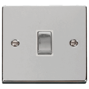 CLICK VPCH722WH DECO POLISHED CHROME INGOT 20A 2 POLE SWITCH WHITE INSERT