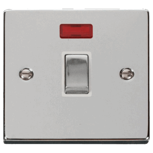 CLICK VPCH723WH DECO POLISHED CHROME INGOT 20A 2 POLE NEON SWITCH WHITE INSERT