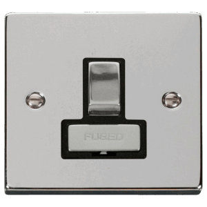CLICK VPCH751BK DECO POLISHED CHROME INGOT 13A SWITCHED FUSED CONNECTION UNIT BLACK INSERT