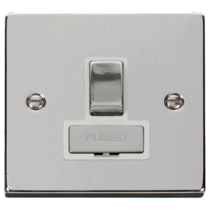 CLICK VPCH751WH DECO POLISHED CHROME INGOT 13A SWITCHED FUSED CONNECTION UNIT WHITE INSERT