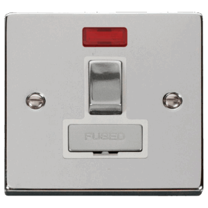 CLICK VPCH752WH DEC0 POLISHED CHROME INGOT 13A NEON SWITCHED FUSED CONNECTION UNIT WHITE INSERT
