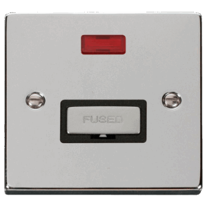 CLICK VPCH753BK DECO POLISHED CHROME INGOT 13A NEON FUSED CONNECTION UNIT BLACK INSERT
